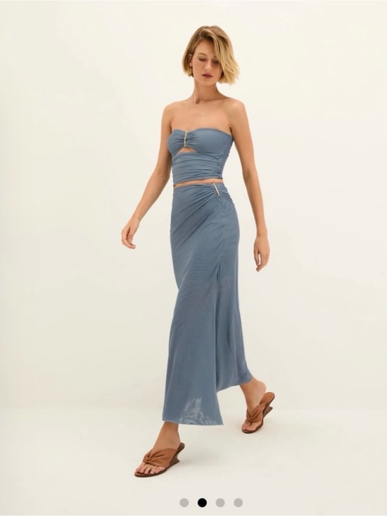 Vix Dresses & Skirts - Vix Slate Blue Strapless Ruched Bandeau Top and matching Skirt